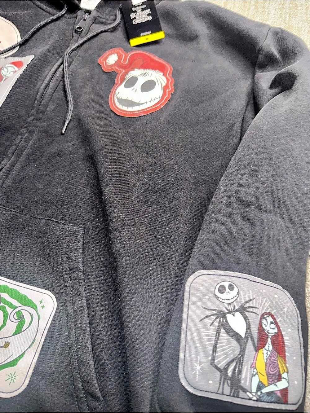 Disney The Nightmare Before Christmas Jack & Sally Patchwork Zip-Up Hoodie – XS - Picture 2 of 6